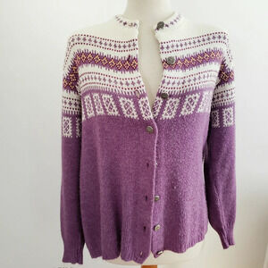 Vintage • Fair Isle Sweater • Icelandic Cardigan • Apres Ski • Medium
